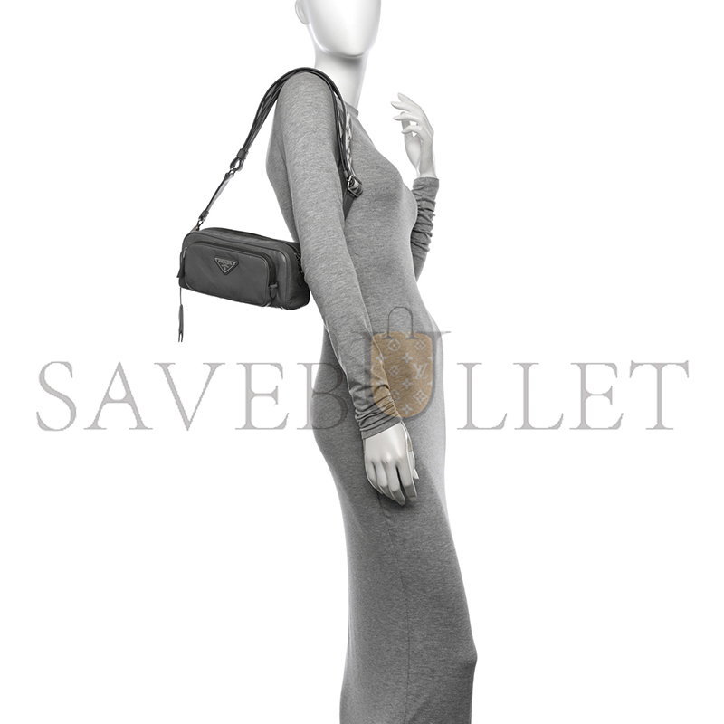 PRADA NAPPA ANTIQUE SHOULDER BAG MULTI POCKET GREY 1BH198 (22*10.5*7cm) 